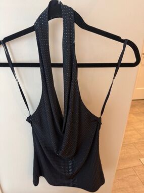 Navy blue Draped Halter Tank Top - Brand: